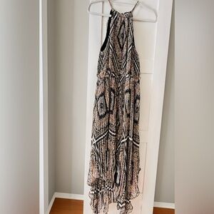 Michael Kors Black and Tan Patterned Maxi Dress